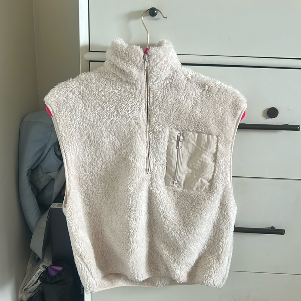Cream Sherpa Fleece Sweater Vest